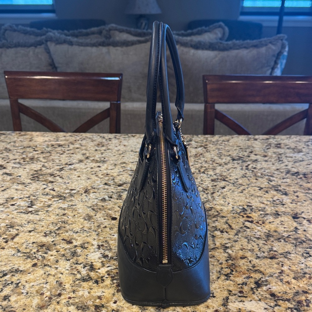 Coach Black Embossed Dome Satchel - Picture 5 of 11